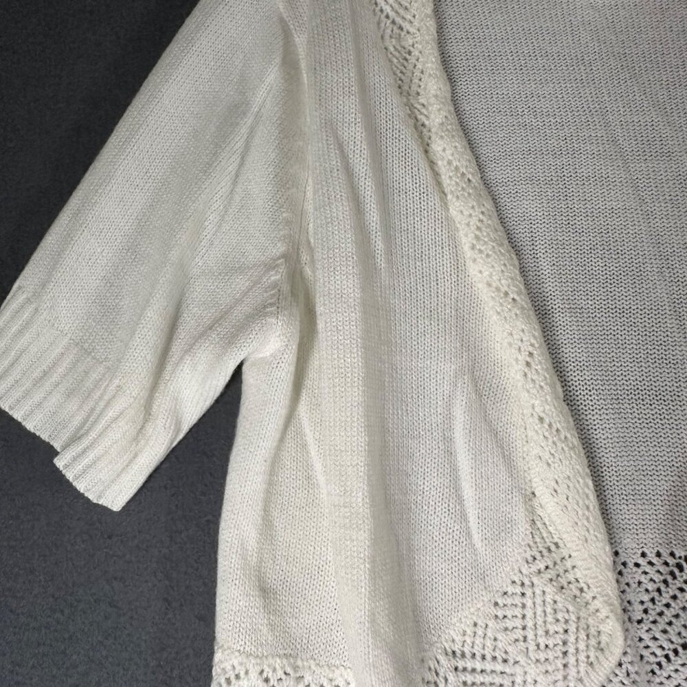 Vtg Blair Womens Medium Cream Scalloped Crochet Shrug Sweater Cardigan‎ - Picture 4 of 8